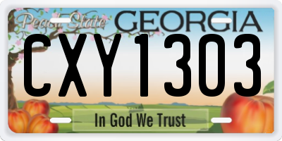 GA license plate CXY1303