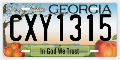 GA license plate CXY1315