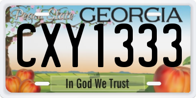 GA license plate CXY1333