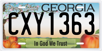 GA license plate CXY1363