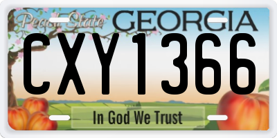 GA license plate CXY1366