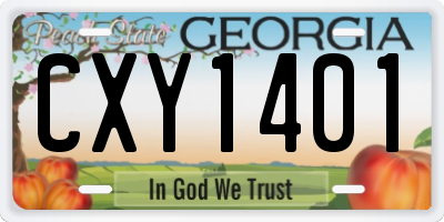 GA license plate CXY1401