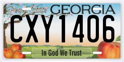 GA license plate CXY1406
