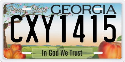 GA license plate CXY1415