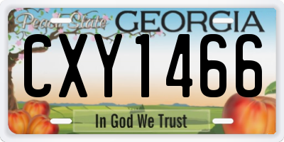 GA license plate CXY1466