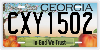 GA license plate CXY1502
