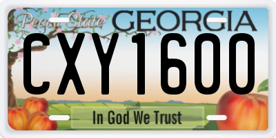 GA license plate CXY1600