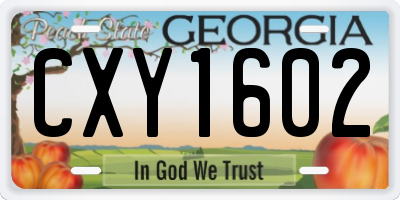 GA license plate CXY1602