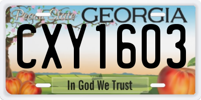 GA license plate CXY1603