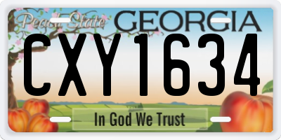 GA license plate CXY1634