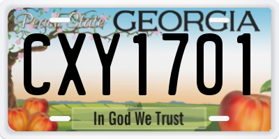 GA license plate CXY1701
