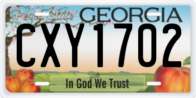 GA license plate CXY1702
