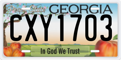 GA license plate CXY1703