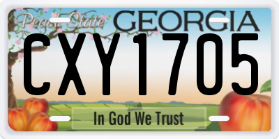 GA license plate CXY1705