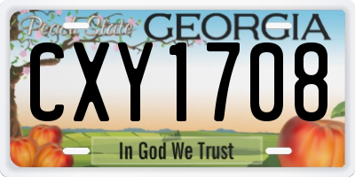 GA license plate CXY1708