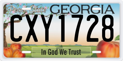 GA license plate CXY1728