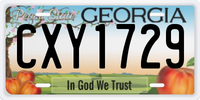 GA license plate CXY1729