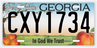 GA license plate CXY1734
