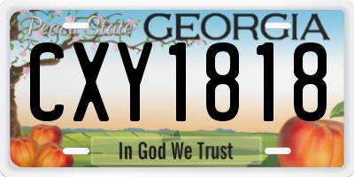 GA license plate CXY1818