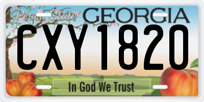 GA license plate CXY1820