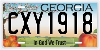 GA license plate CXY1918