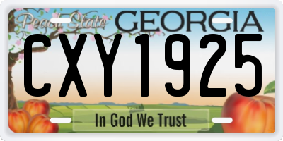 GA license plate CXY1925