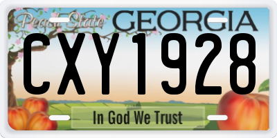 GA license plate CXY1928