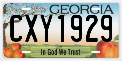 GA license plate CXY1929