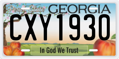 GA license plate CXY1930
