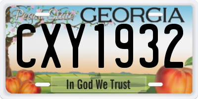 GA license plate CXY1932