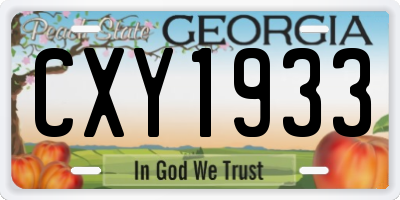 GA license plate CXY1933