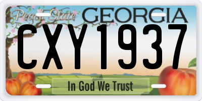 GA license plate CXY1937
