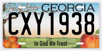 GA license plate CXY1938