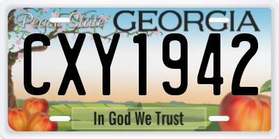 GA license plate CXY1942