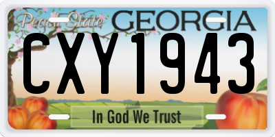 GA license plate CXY1943