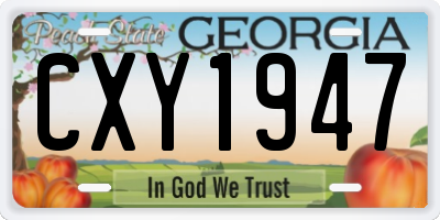 GA license plate CXY1947