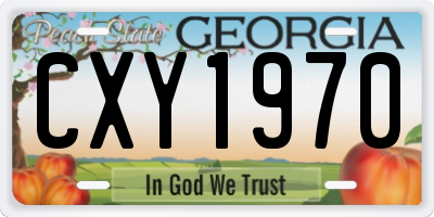 GA license plate CXY1970