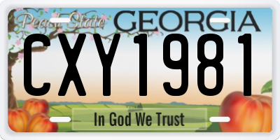 GA license plate CXY1981
