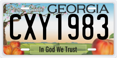 GA license plate CXY1983