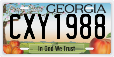 GA license plate CXY1988