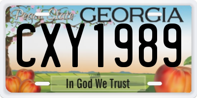 GA license plate CXY1989