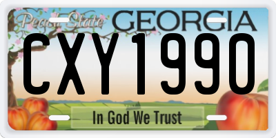 GA license plate CXY1990