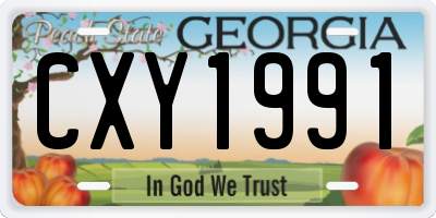 GA license plate CXY1991