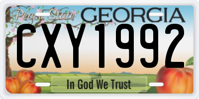GA license plate CXY1992