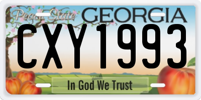 GA license plate CXY1993