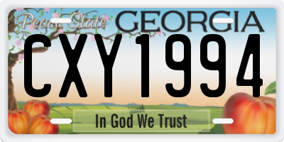 GA license plate CXY1994