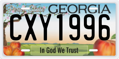 GA license plate CXY1996