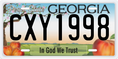 GA license plate CXY1998