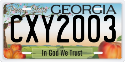 GA license plate CXY2003