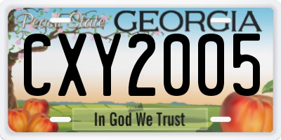 GA license plate CXY2005